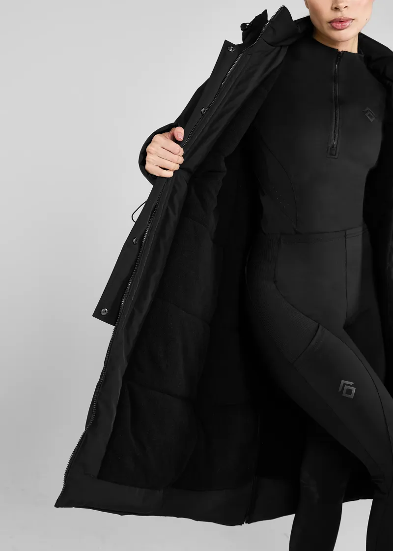 Aztec Diamond Fleece Lined Rain Jacket - Black-1