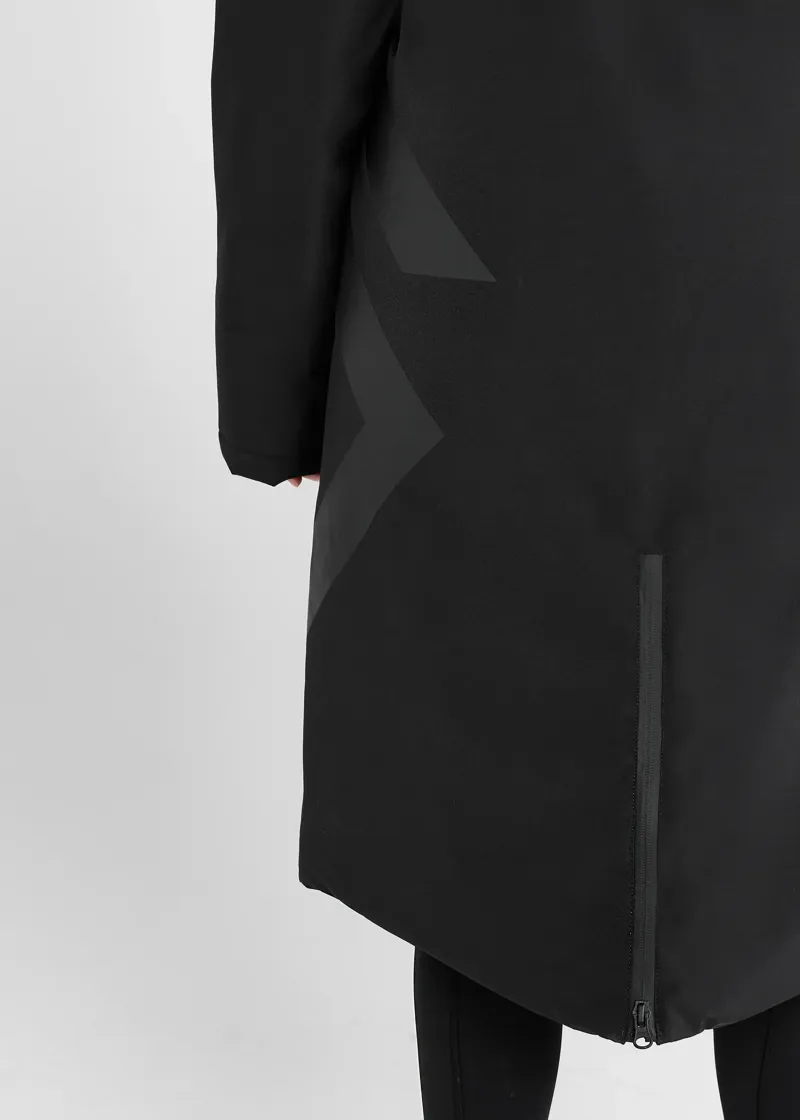 Aztec Diamond Fleece Lined Rain Jacket - Black-3