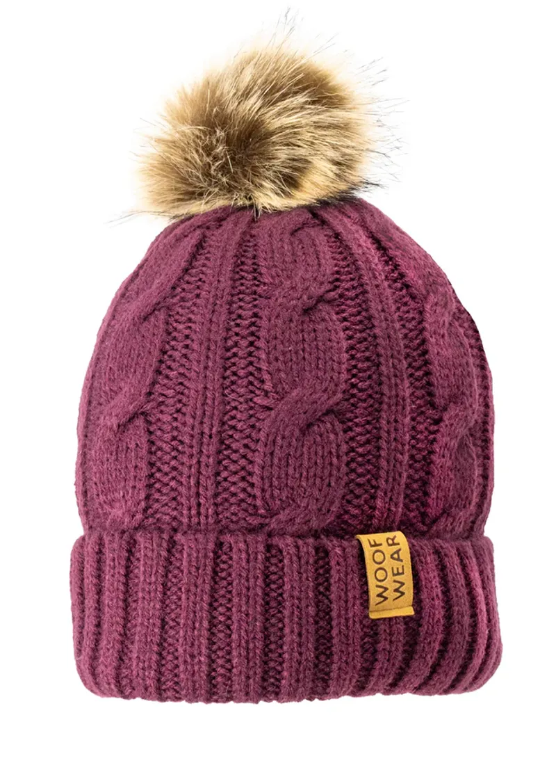 Woof Wear Cable Beanie - Plum-1