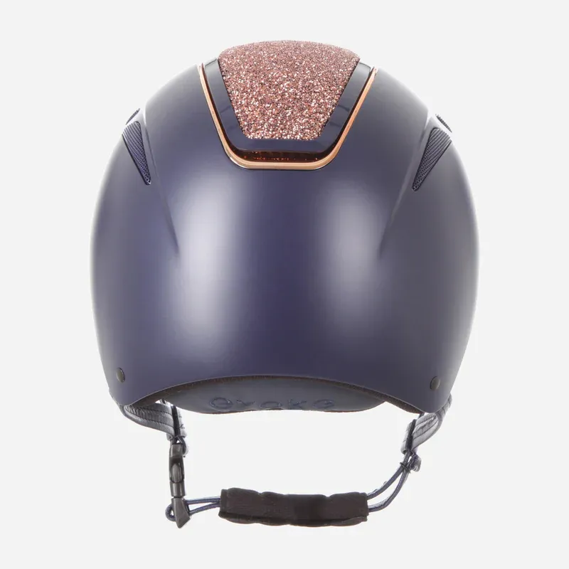 Evoke Callisto Classic Peak Riding Hat Navy/Rose Gold Crystal Frame-2