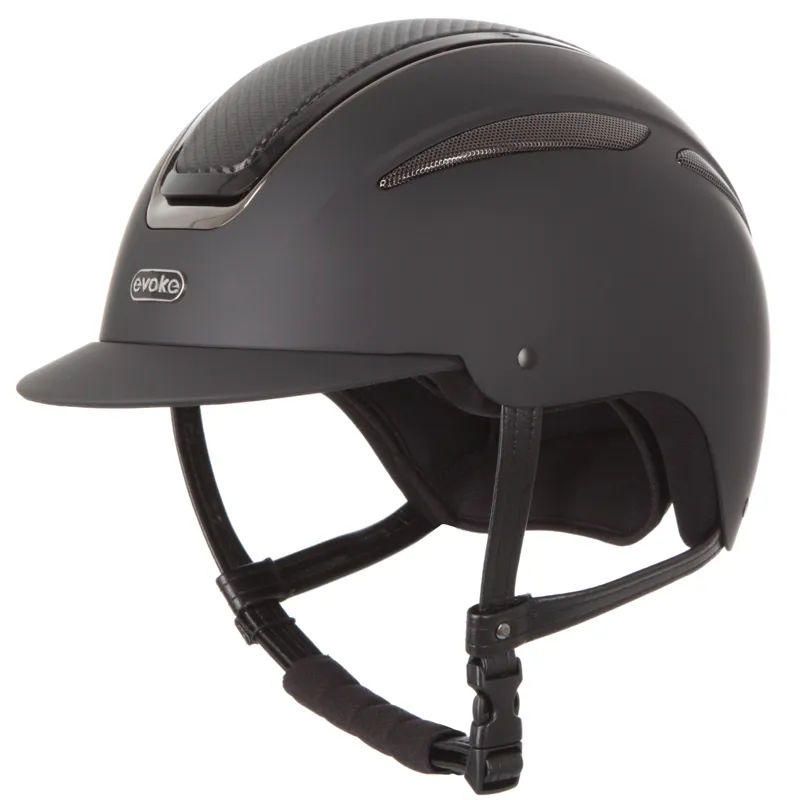 Evoke Callisto Classic Peak Riding Hat - Black Carbon/Gunmetal-1