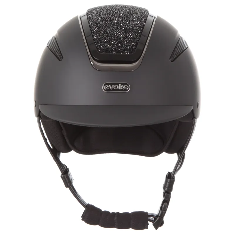 Evoke Callisto Classic Peak Riding Hat - Black/Black Crystal-2
