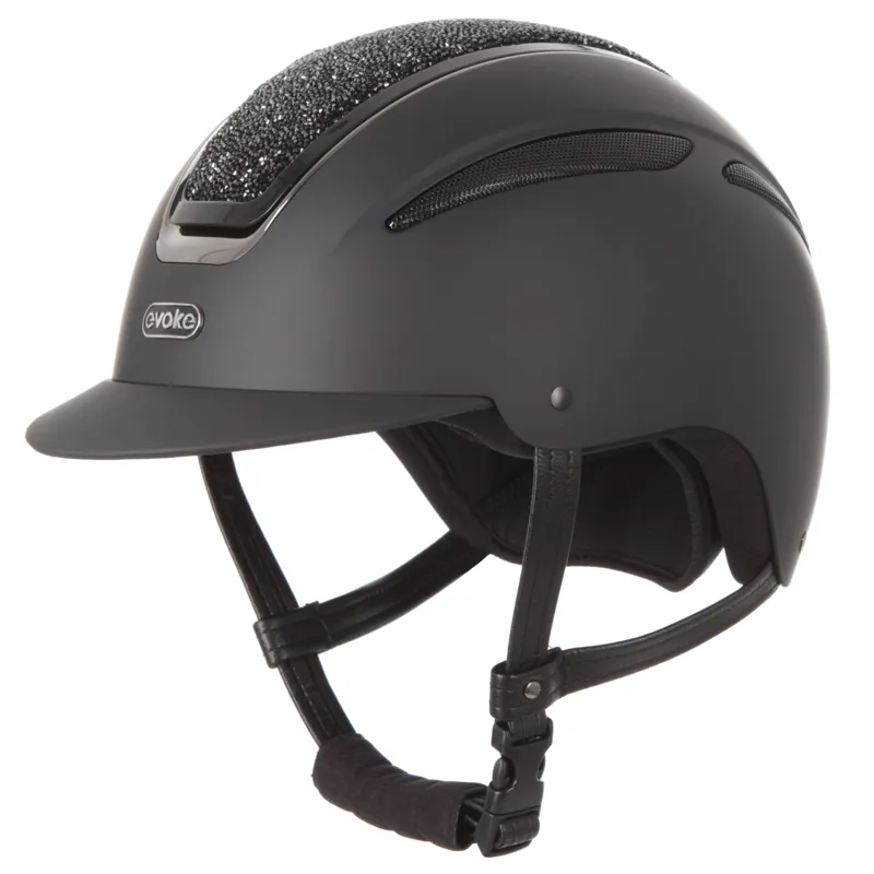 Evoke Callisto Classic Peak Riding Hat - Black/Black Crystal-1
