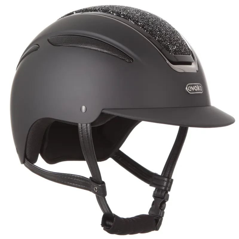 Evoke Callisto Classic Peak Riding Hat - Black/Black Crystal