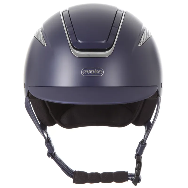 Evoke Callisto Classic Peak Riding Hat - Navy/Chrome-2
