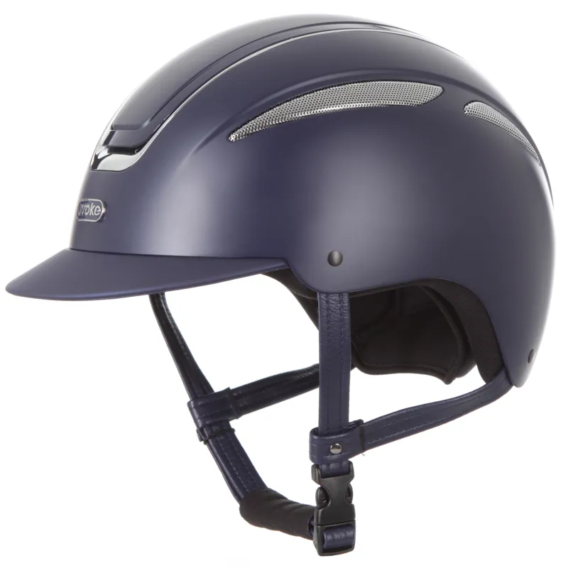 Evoke Callisto Classic Peak Riding Hat - Navy/Chrome-1