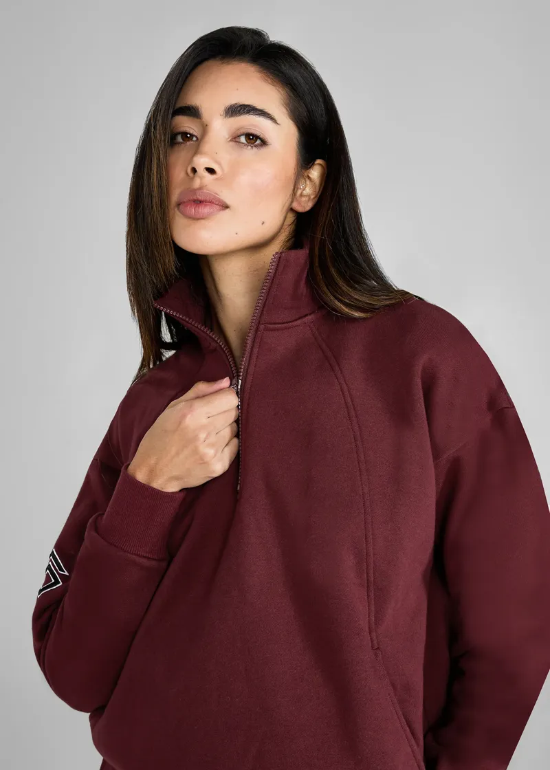 Aztec Diamond EQ Club Half Zip Sweater - Cherry-1