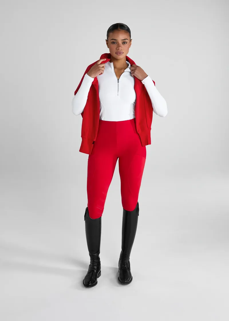 Aztec Diamond Core Leggings Knee Grip - Crimson-2