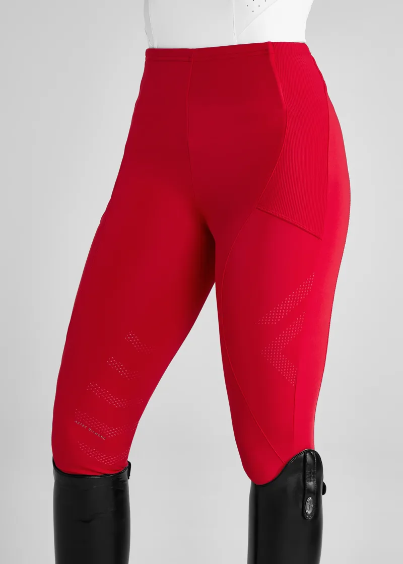 Aztec Diamond Core Leggings Knee Grip - Crimson-1