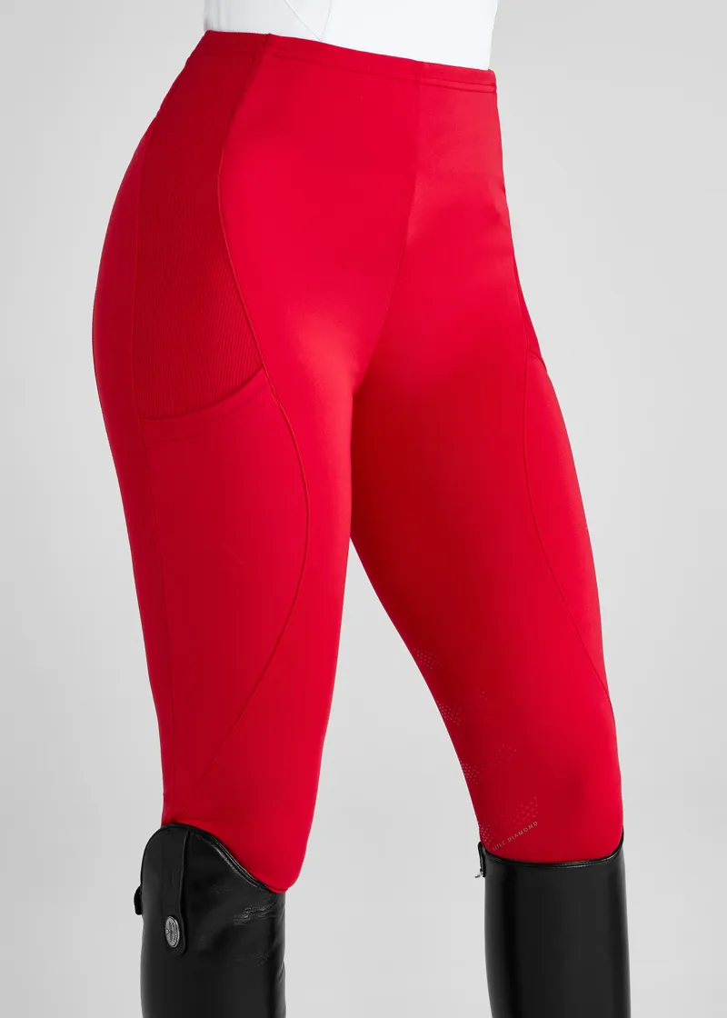 Aztec Diamond Core Leggings Knee Grip - Crimson-3