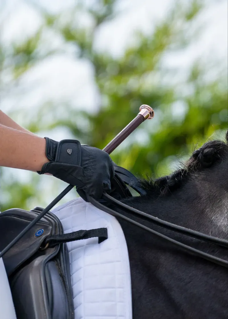 WoofWear Diamond Dressage Whip Chocolate 110cms