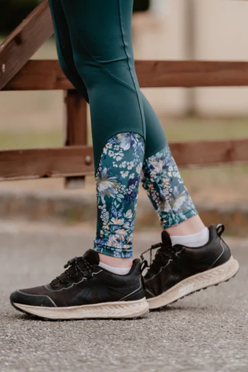 Equine Splendour Full Silicone Riding Leggings/Tights - Emerald Sensation-4