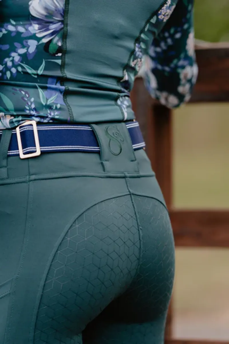 Equine Splendour Full Silicone Riding Leggings/Tights - Emerald Sensation-5