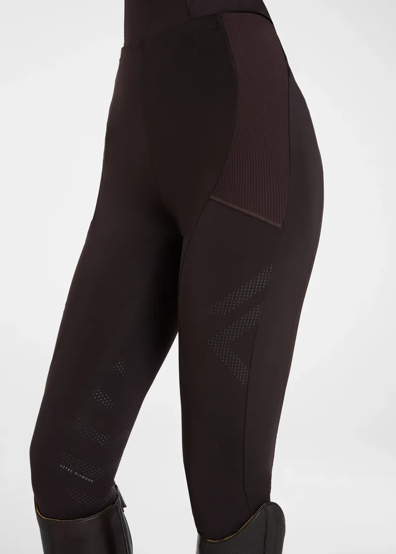 Aztec Diamond Core Leggings Knee Grip - Espresso-2