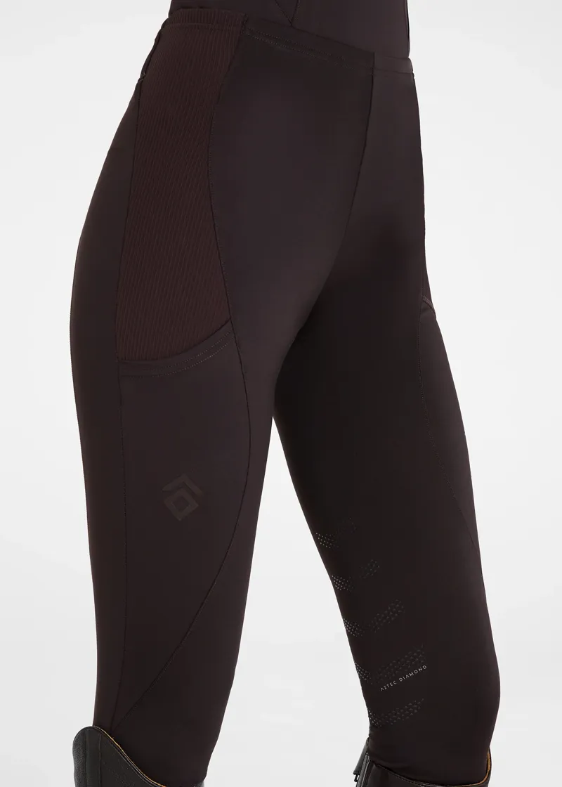 Aztec Diamond Core Leggings Knee Grip - Espresso