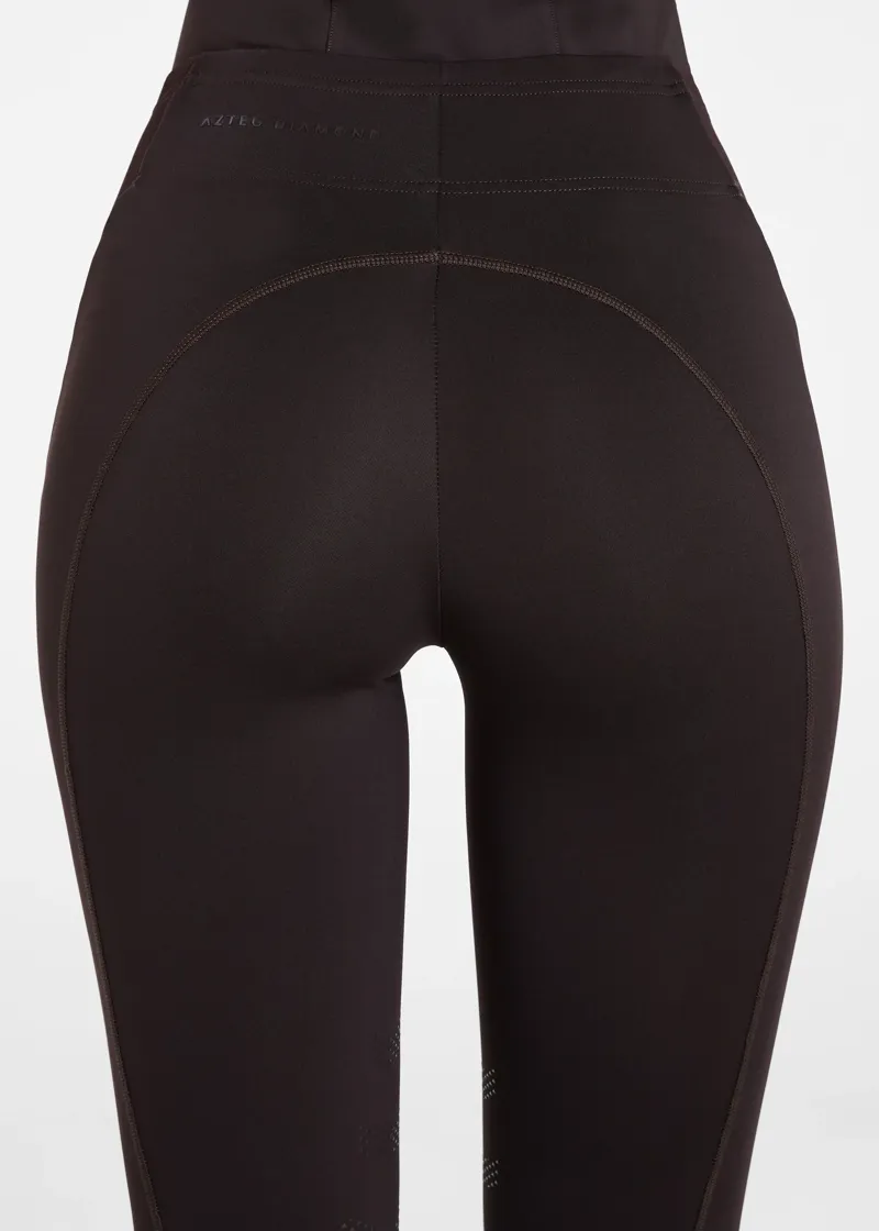 Aztec Diamond Core Leggings Knee Grip - Espresso-4
