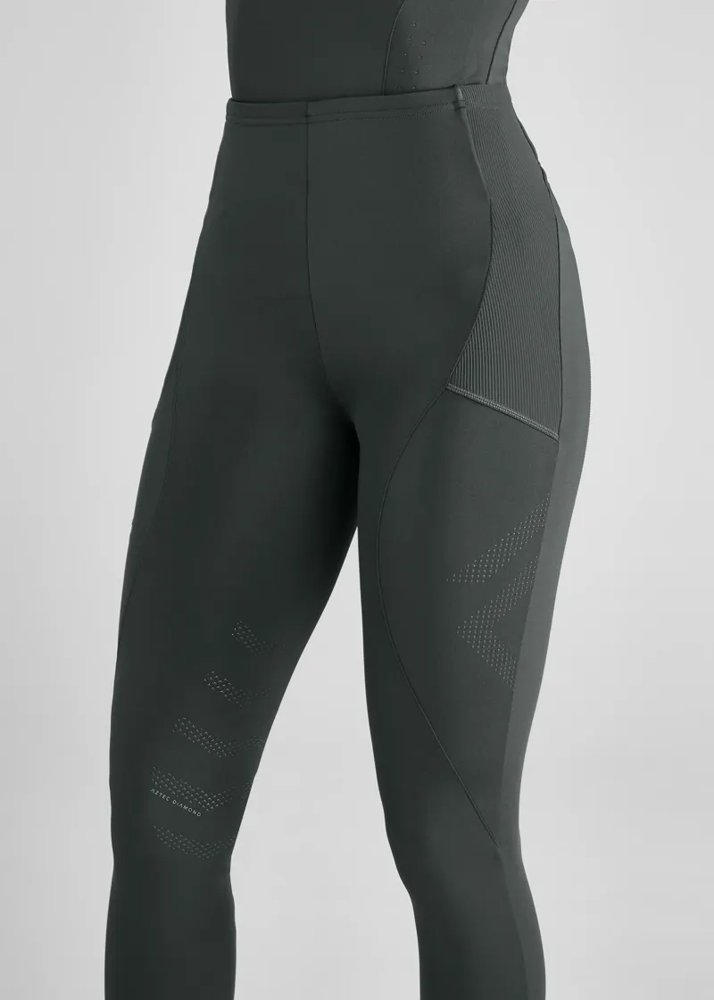 Aztec Diamond Core Leggings Knee Grip - Fern-1