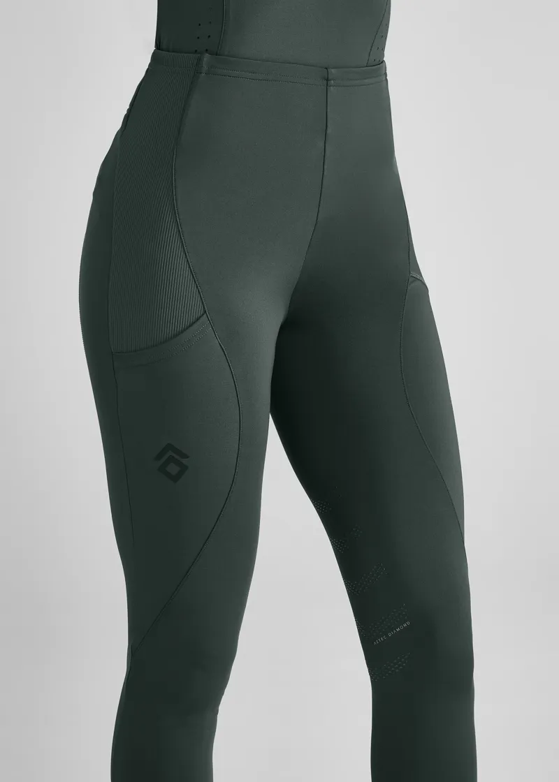 Aztec Diamond Core Leggings Knee Grip - Fern-3