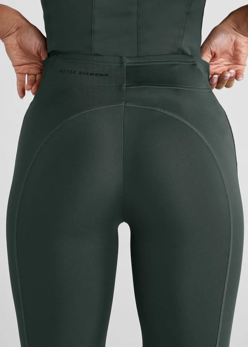Aztec Diamond Core Leggings Knee Grip - Fern-5
