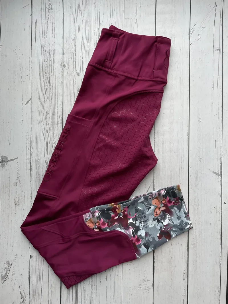 Equine Splendour Full Silicone Riding Leggings/Tights - Wild Magenta-1