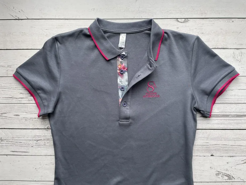 Equine Splendour Polo T Shirt - Slate Grey Floral-1