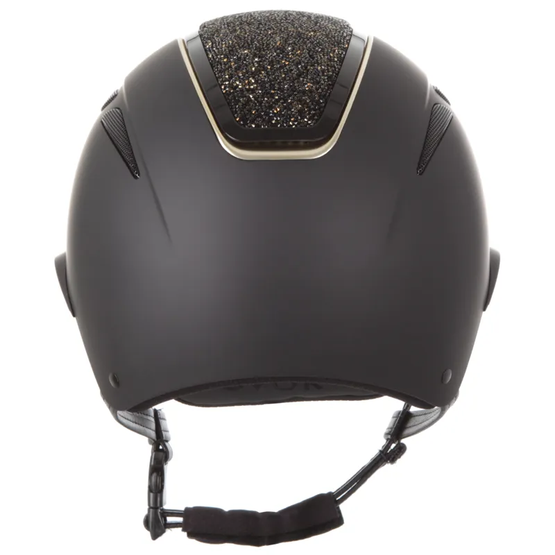 Evoke Callisto Wide Peak Riding Hat - Black/Gold Crystal-3