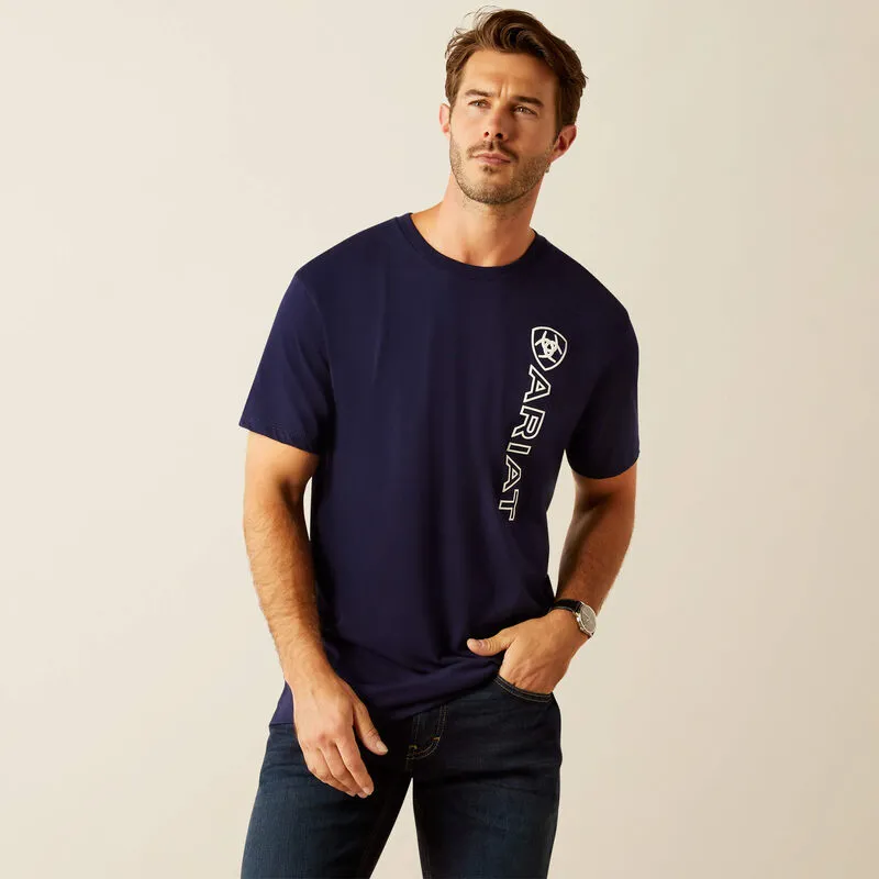 Ariat Mens Vertical Logo T-Shirt - Classic Blue/White