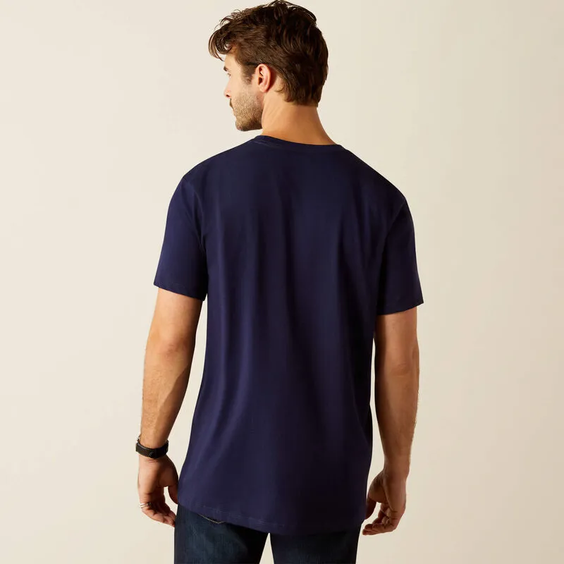 Ariat Mens Vertical Logo T-Shirt - Classic Blue/White-1