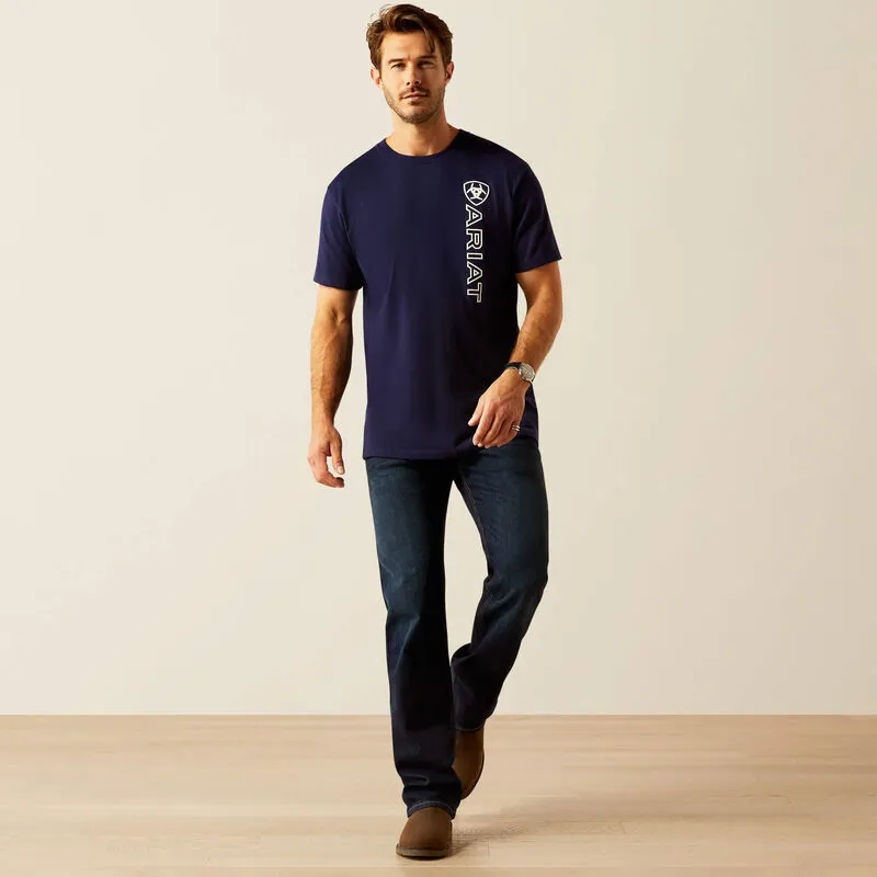 Ariat Mens Vertical Logo T-Shirt - Classic Blue/White-2