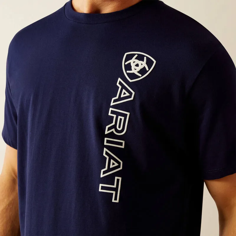 Ariat Mens Vertical Logo T-Shirt - Classic Blue/White-3