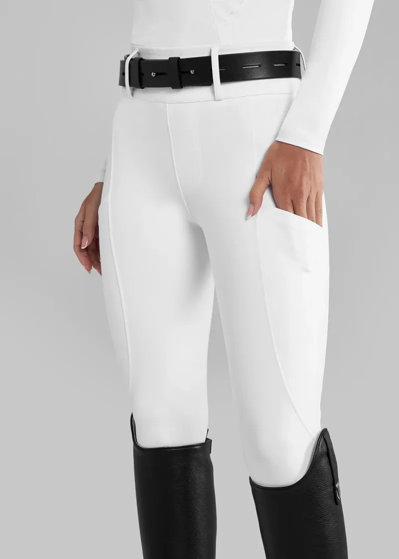 Aztec Diamond Compression Breeches Knee Grip White