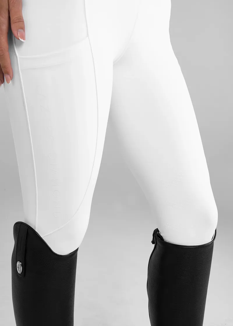Aztec Diamond Compression Breeches Knee Grip White-2