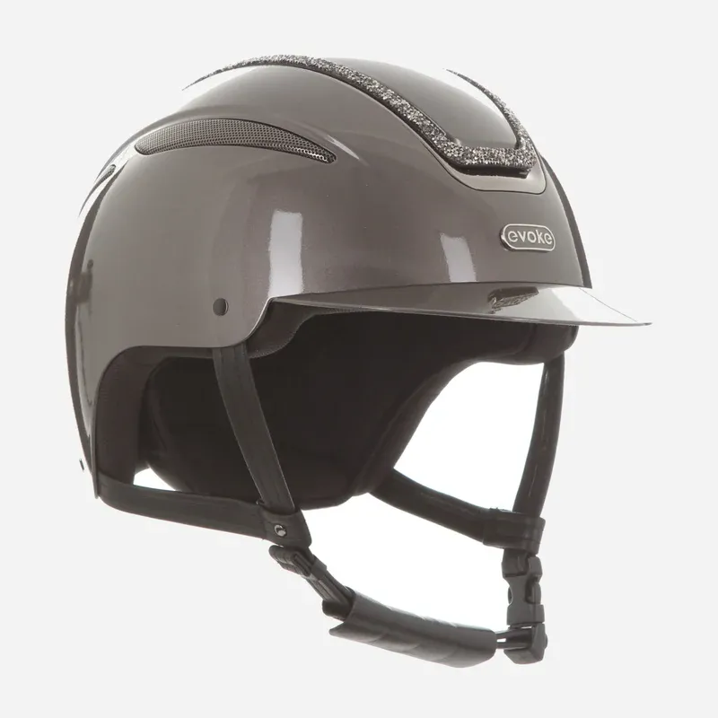 Evoke Callisto Classic Peak Riding Hat Metallic Graphite/Marcasite Crystal Frame-2