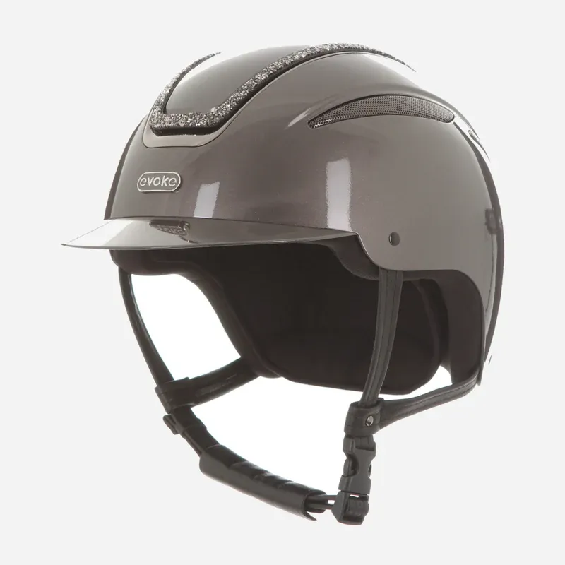 Evoke Callisto Classic Peak Riding Hat Metallic Graphite/Marcasite Crystal Frame-1
