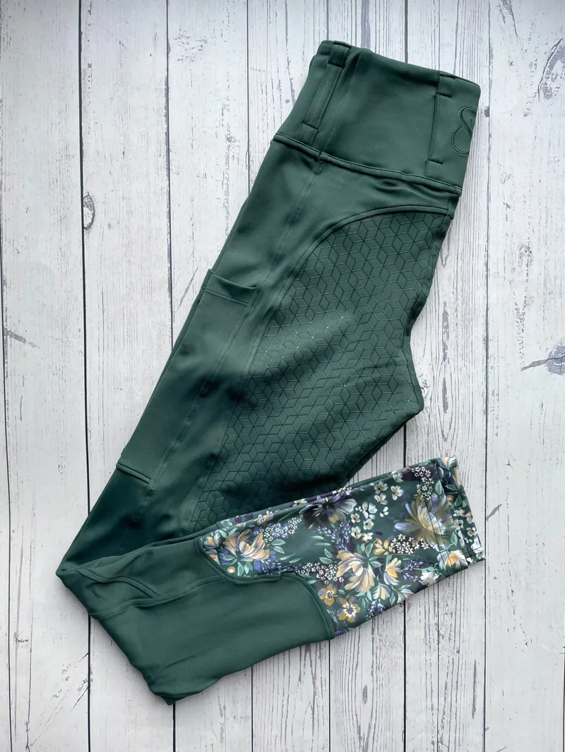 Equine Splendour Full Silicone Riding Leggings/Tights - Emerald Sensation