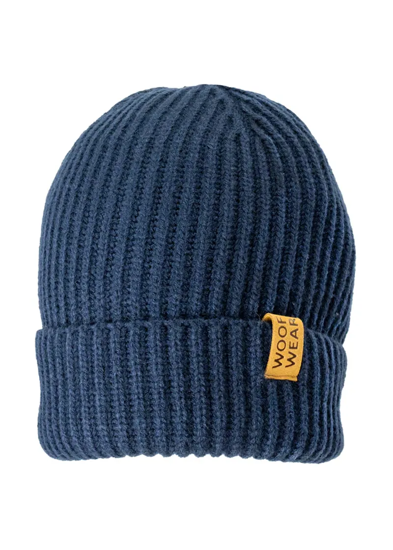 Woof Wear Ribbed Beanie - Navy-1