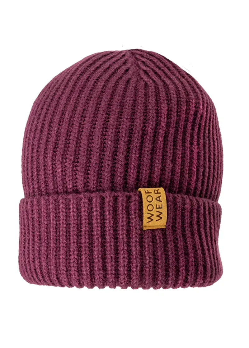 Woof Wear Ribbed Beanie - Plum-1