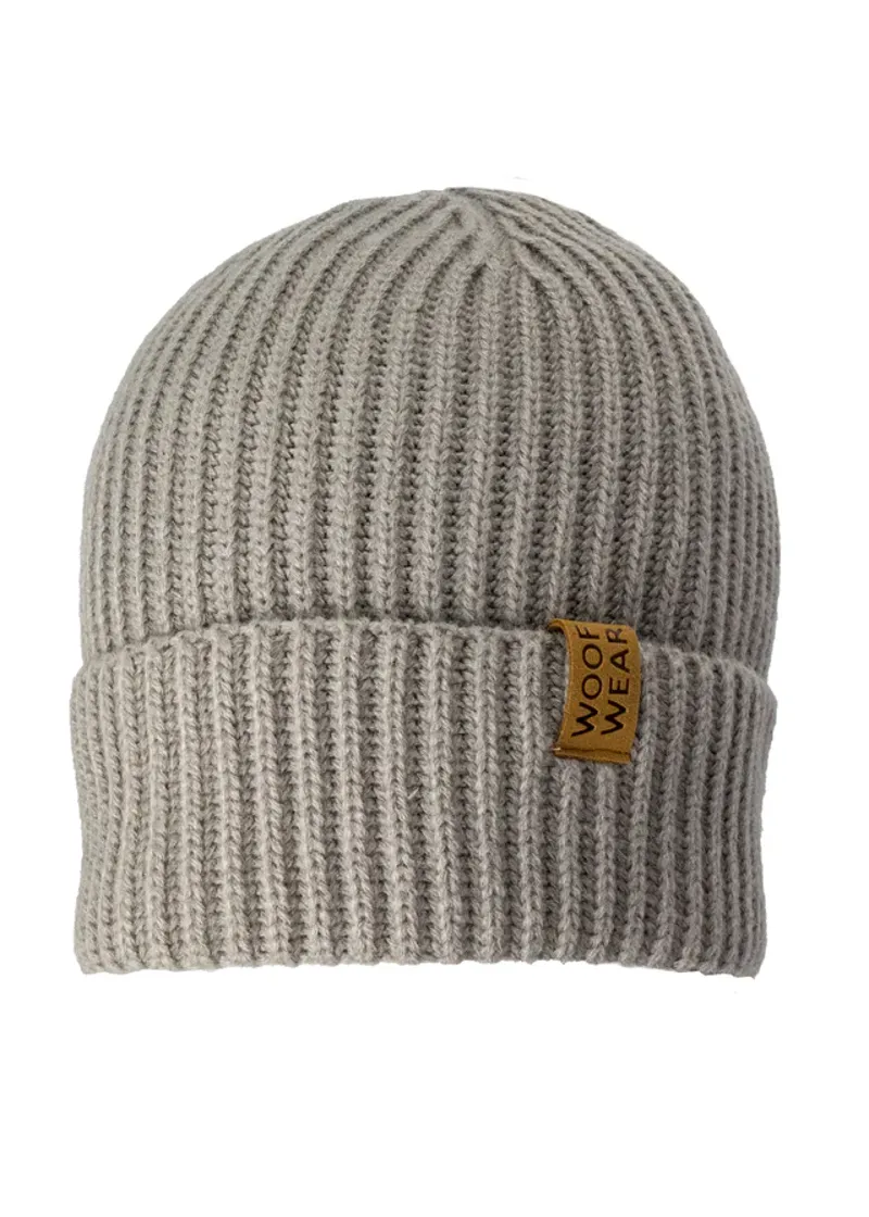 Woof Wear Ribbed Beanie - Stone-1