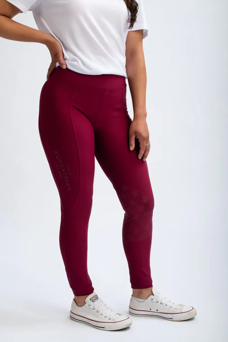 Soho Full Grip Riding Leggings - Berry-1