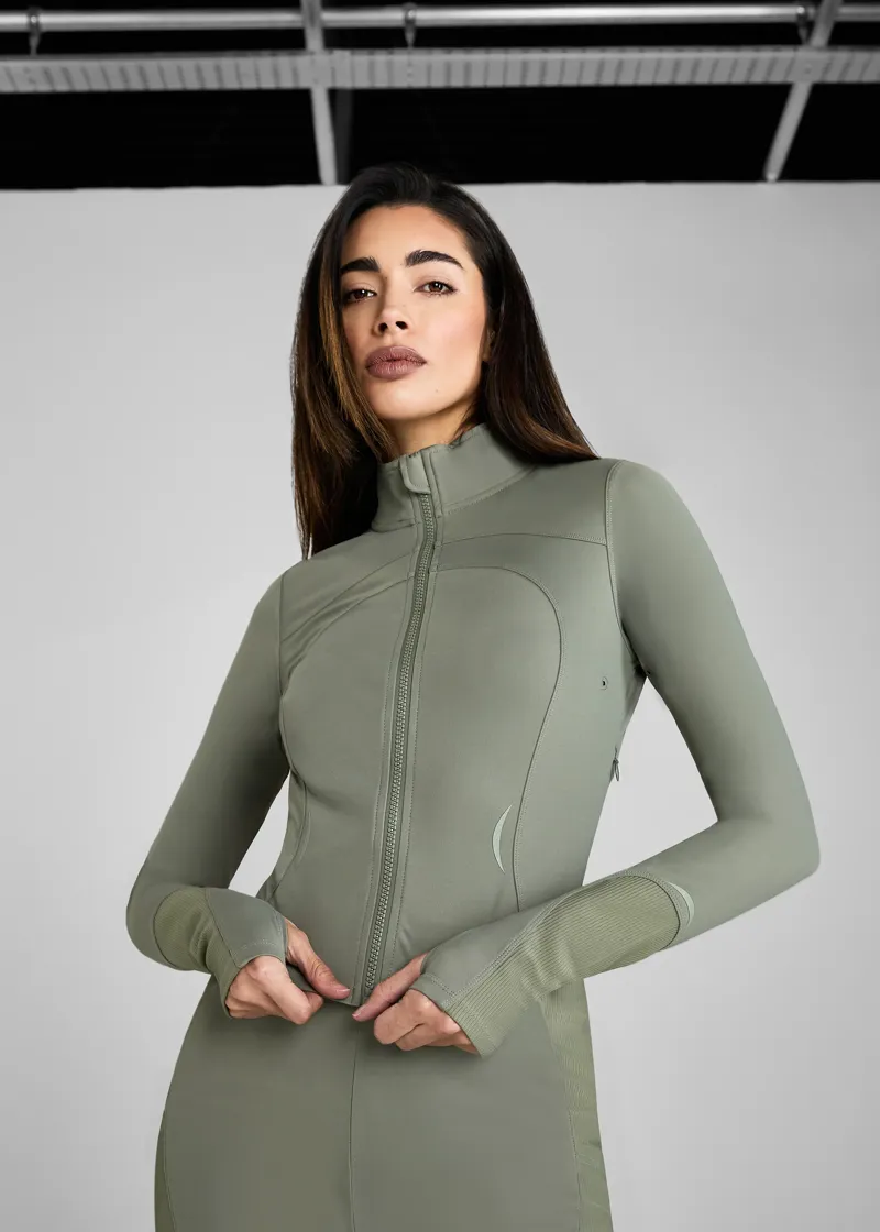 AZTEC DIAMOND CROPPED FITTED JACKET - SAGE