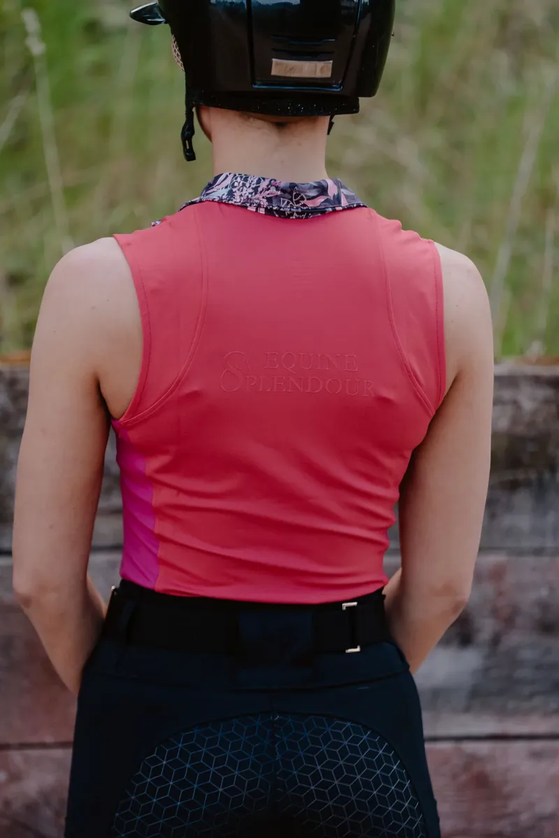 Equine Splendour Sleeveless Base Layer - Pink Secret Garden-1