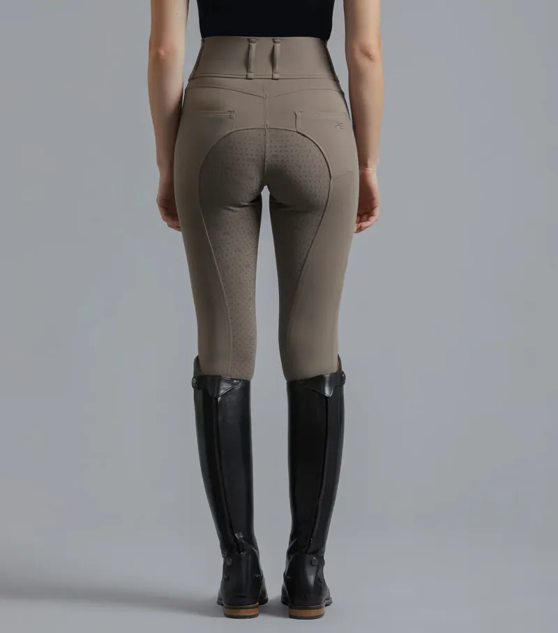 Premier Equine Ladies Ventus Full Seat Gel Riding Tights - Taupe-3