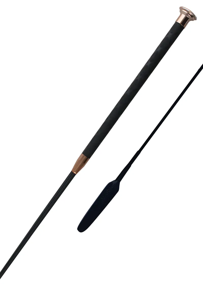 Woofwear Harmony Leather Dressage Whip - Black/Rose Gold-1