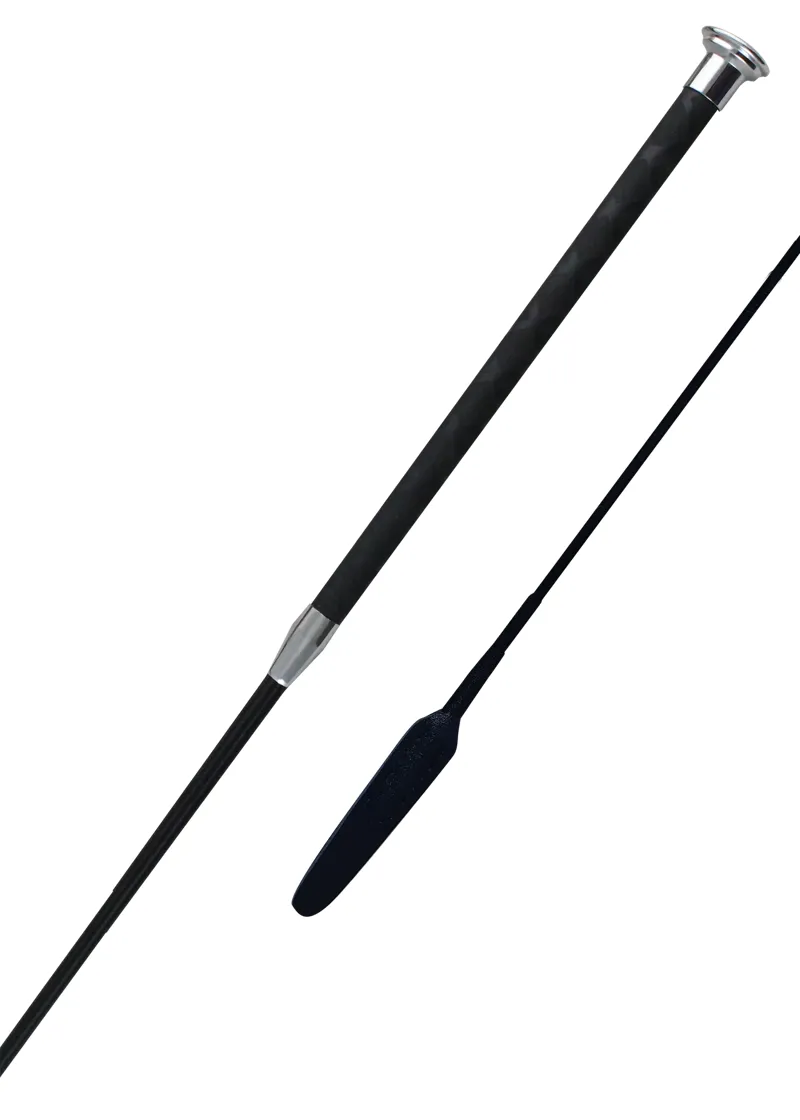 Woofwear Harmony Leather Dressage Whip - Black/Silver