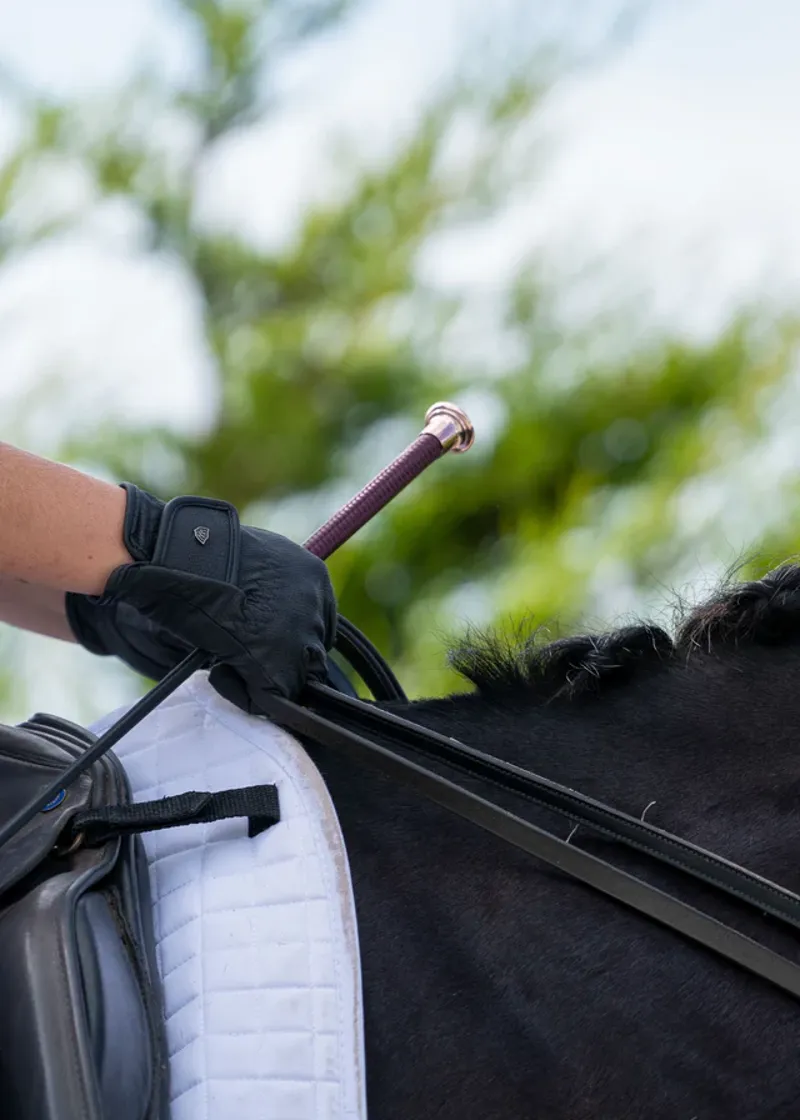 WoofWear Diamond Dressage Whip Damson 110cms