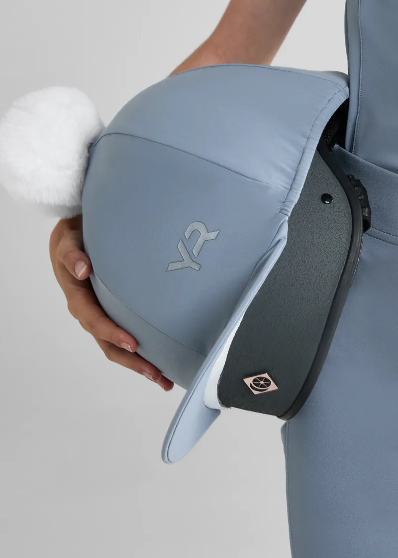 Aztec Diamond Young Rider Pom Hat Silk - Ash Blue