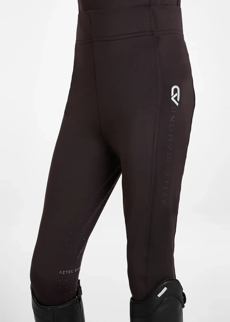 Aztec Diamond Young Rider Full Seat Leggings - Espresso