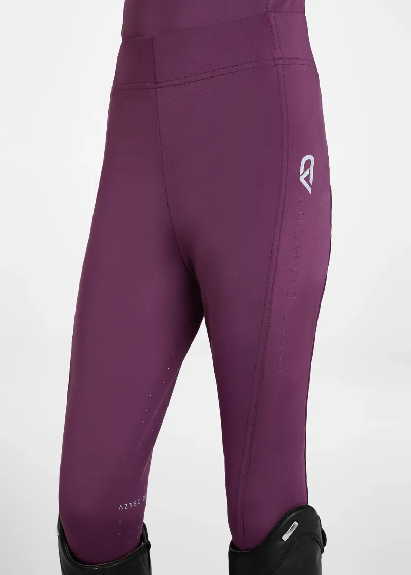 Aztec Diamond Young Rider Full Seat Leggings - Plum