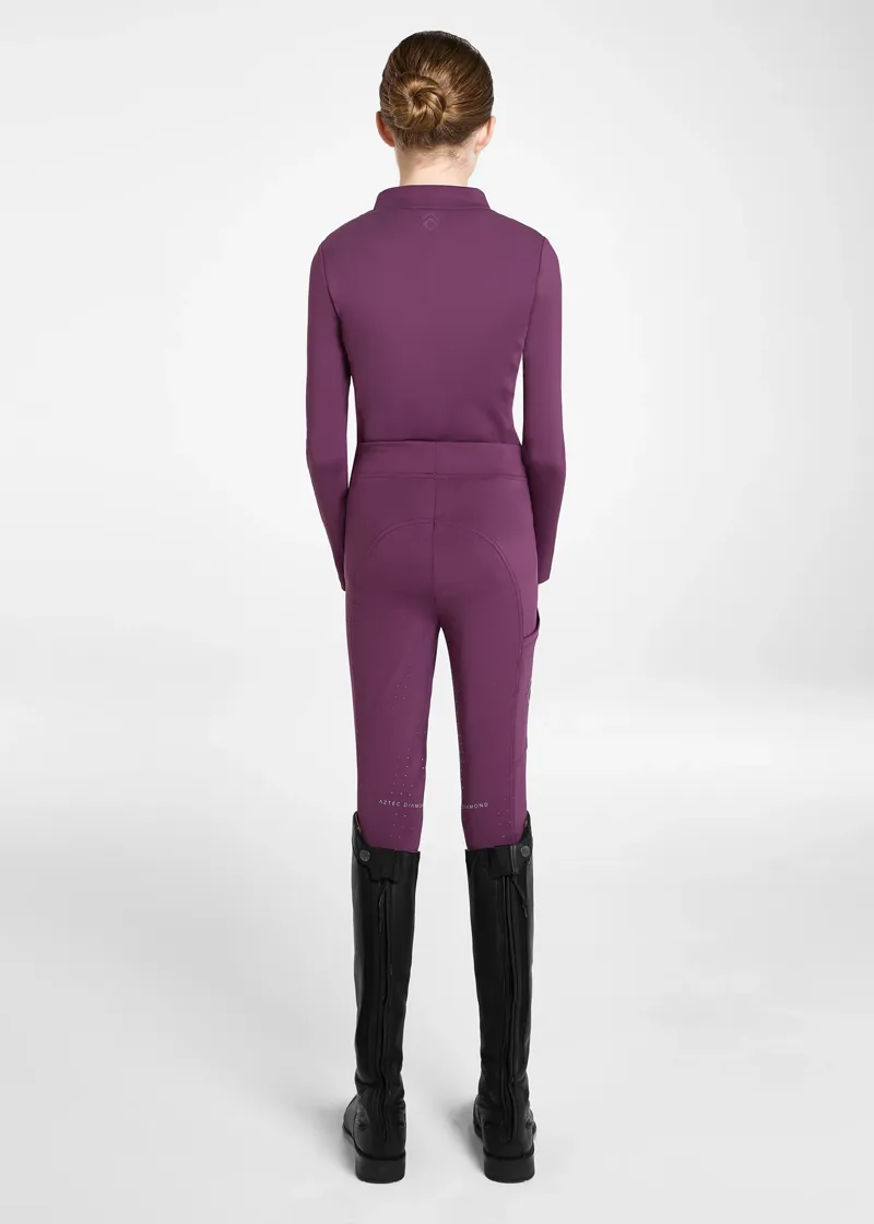 Aztec Diamond Young Rider Full Seat Leggings - Plum-4