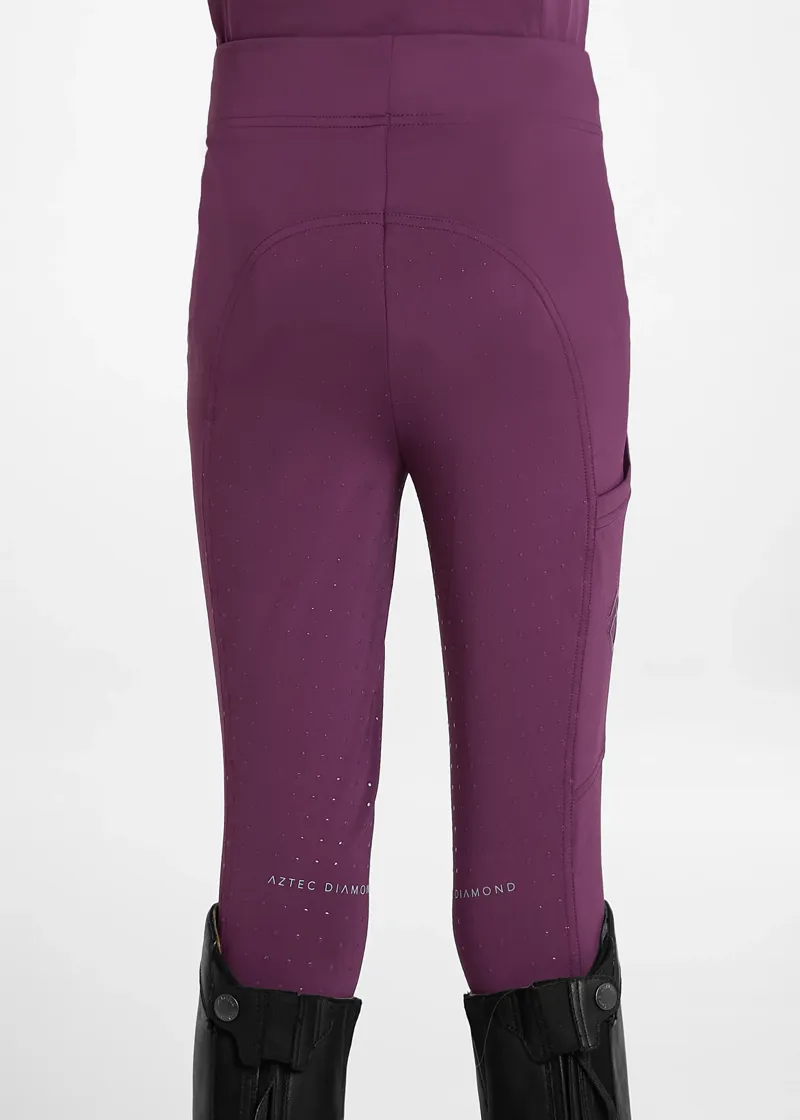 Aztec Diamond Young Rider Full Seat Leggings - Plum-3